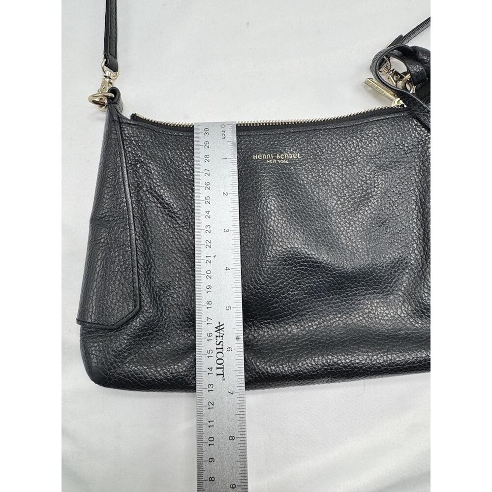Henri Bendel Crossbody Bag Womens Small Black Pebbled Leather Zip Shoulder Purse - Picture 10 of 11